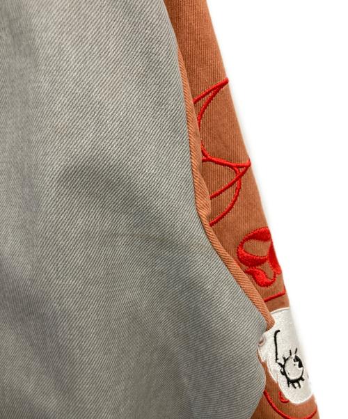 JH Design（ジェイエイチデザイン）JH Design (ジェイエイチデザイン) Bettyデザインレーシングジャケット グレー×ブラウン サイズ:Lの古着・服飾アイテム