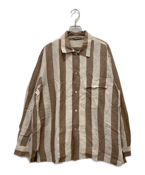 ISSEY MIYAKE MEN（イッセイミヤケメン）ISSEY MIYAKE MEN (イッセイミヤケメン) 80’s長袖ストライプシャツ ブラウン×ベージュ サイズ:不明の古着・服飾アイテム