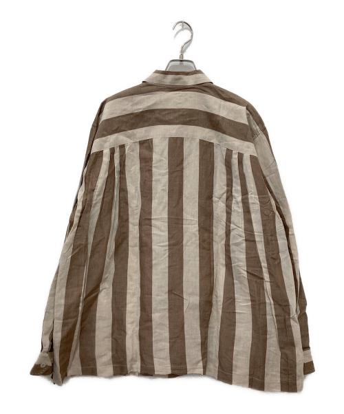 ISSEY MIYAKE MEN（イッセイミヤケメン）ISSEY MIYAKE MEN (イッセイミヤケメン) 80’s長袖ストライプシャツ ブラウン×ベージュ サイズ:不明の古着・服飾アイテム