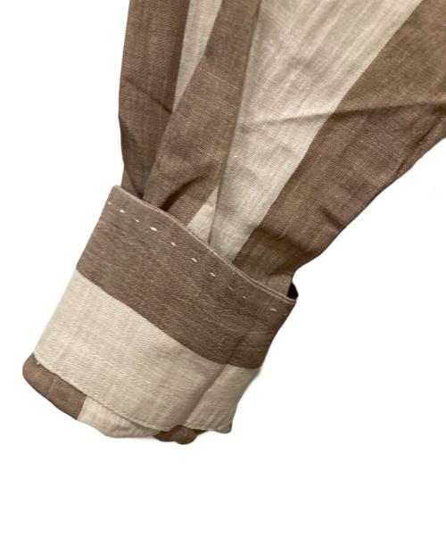 ISSEY MIYAKE MEN（イッセイミヤケメン）ISSEY MIYAKE MEN (イッセイミヤケメン) 80’s長袖ストライプシャツ ブラウン×ベージュ サイズ:不明の古着・服飾アイテム