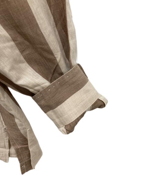 ISSEY MIYAKE MEN（イッセイミヤケメン）ISSEY MIYAKE MEN (イッセイミヤケメン) 80’s長袖ストライプシャツ ブラウン×ベージュ サイズ:不明の古着・服飾アイテム