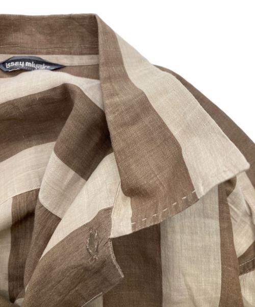 ISSEY MIYAKE MEN（イッセイミヤケメン）ISSEY MIYAKE MEN (イッセイミヤケメン) 80’s長袖ストライプシャツ ブラウン×ベージュ サイズ:不明の古着・服飾アイテム