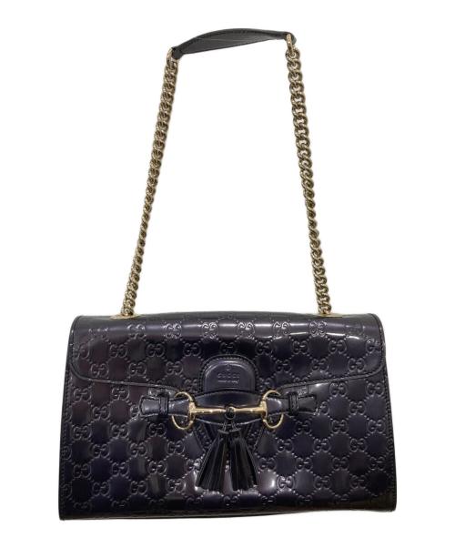 GUCCI（グッチ）GUCCI (グッチ) エミリー チェーンショルダーバッグ ネイビーの古着・服飾アイテム