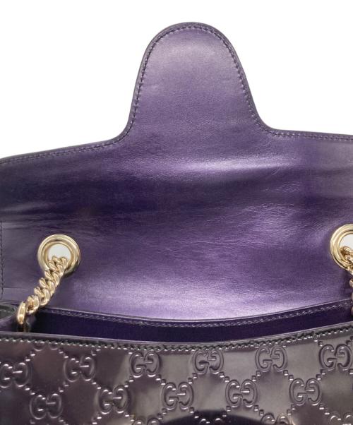 GUCCI（グッチ）GUCCI (グッチ) エミリー チェーンショルダーバッグ ネイビーの古着・服飾アイテム