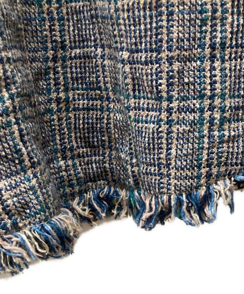 45R（フォーティファイブ・アール）45R (フォーティファイブ・アール) 綿麻ツイードのフリンジドレス ネイビー×ベージュ サイズ:2の古着・服飾アイテム