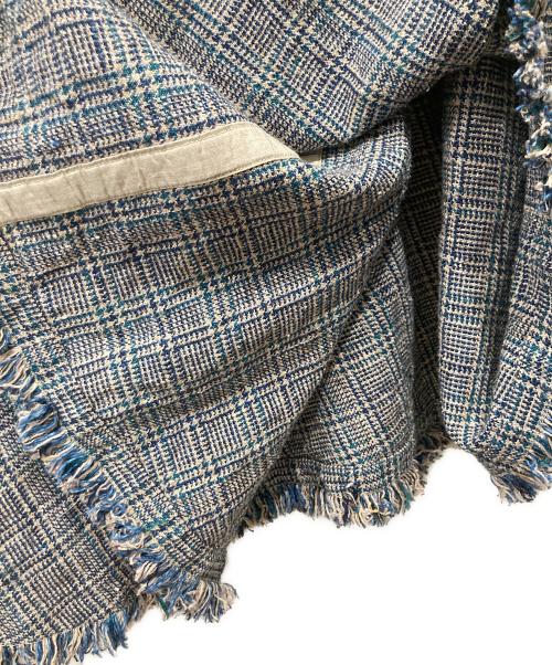 45R（フォーティファイブ・アール）45R (フォーティファイブ・アール) 綿麻ツイードのフリンジドレス ネイビー×ベージュ サイズ:2の古着・服飾アイテム