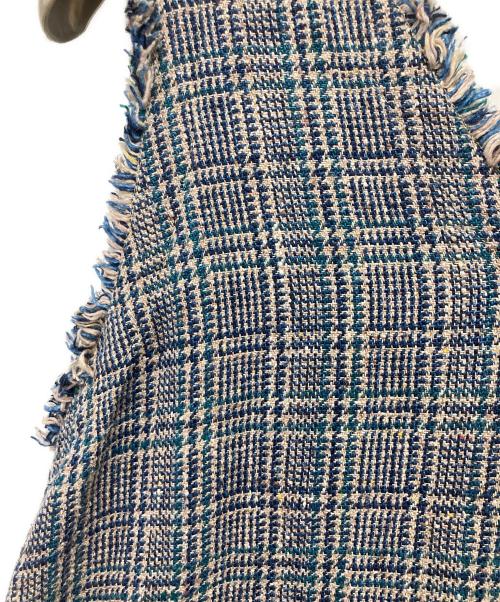 45R（フォーティファイブ・アール）45R (フォーティファイブ・アール) 綿麻ツイードのフリンジドレス ネイビー×ベージュ サイズ:2の古着・服飾アイテム