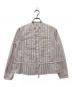 45Rフォーティファイブ・アール）の古着「180番三子のタックブラウス / ストライプブラウス」｜ホワイト×レッド