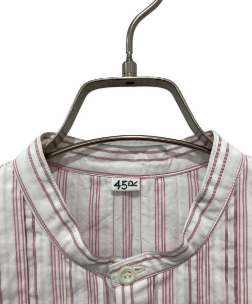 45R（フォーティファイブ・アール）45R (フォーティファイブ・アール) 180番三子のタックブラウス / ストライプブラウス ホワイト×レッド サイズ:FREEの古着・服飾アイテム