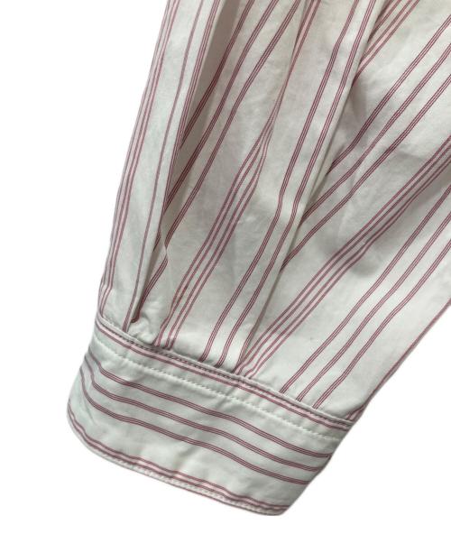 45R（フォーティファイブ・アール）45R (フォーティファイブ・アール) 180番三子のタックブラウス / ストライプブラウス ホワイト×レッド サイズ:FREEの古着・服飾アイテム