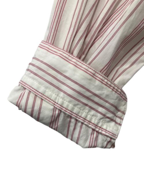 45R（フォーティファイブ・アール）45R (フォーティファイブ・アール) 180番三子のタックブラウス / ストライプブラウス ホワイト×レッド サイズ:FREEの古着・服飾アイテム