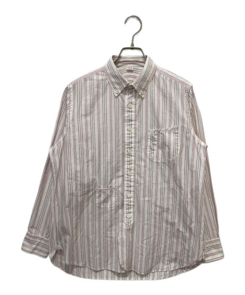 45R（フォーティファイブ・アール）45R (フォーティファイブ・アール) 180番三子の908ローファーボタンダウンシャツ ホワイト×レッド サイズ:2の古着・服飾アイテム