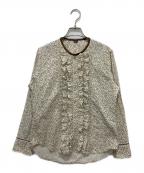 45Rフォーティファイブ・アール）の古着「ツタフラワープリントのフリルブラウス」｜ベージュ×ブラウン