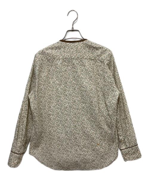 45R（フォーティファイブ・アール）45R (フォーティファイブ・アール) ツタフラワープリントのフリルブラウス ベージュ×ブラウン サイズ:2の古着・服飾アイテム