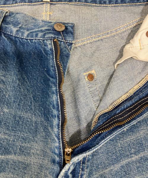 gold（ゴールド）gold (ゴールド) RECYCLED WASTE SUVIN COTTON YARN 11.5oz. DENIM 5POCKET WIDE PANTS VINTAGE WASHED インディゴ サイズ:Mの古着・服飾アイテム