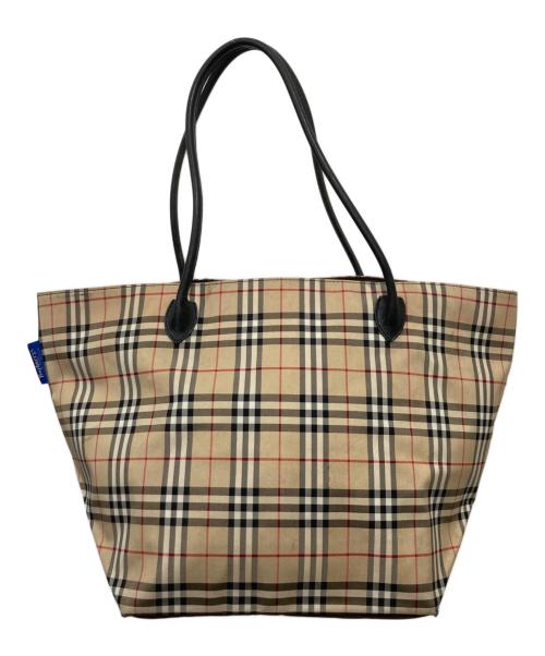 BURBERRY BLUE LABEL（バーバリー ブルー レーベル）BURBERRY BLUE LABEL (バーバリー ブルー レーベル) ノバチェックトートバッグ ベージュ×ブラックの古着・服飾アイテム