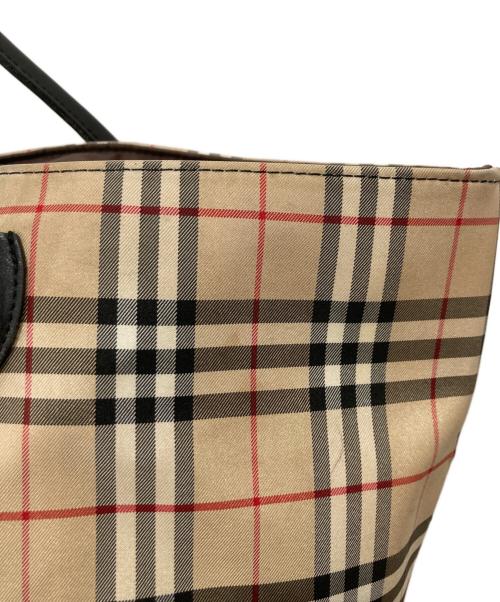 BURBERRY BLUE LABEL（バーバリー ブルー レーベル）BURBERRY BLUE LABEL (バーバリー ブルー レーベル) ノバチェックトートバッグ ベージュ×ブラックの古着・服飾アイテム