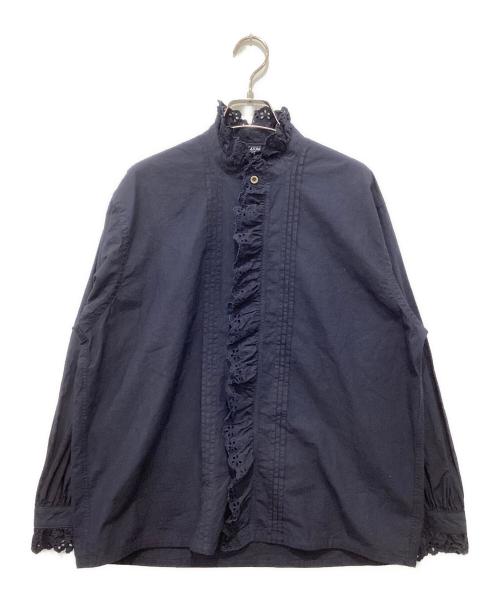 45R（フォーティファイブ・アール）45R (フォーティファイブ・アール) バチストのカットワークブラウス ネイビー サイズ:Freeの古着・服飾アイテム