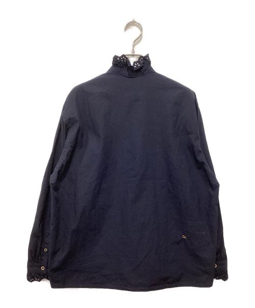 45R（フォーティファイブ・アール）45R (フォーティファイブ・アール) バチストのカットワークブラウス ネイビー サイズ:Freeの古着・服飾アイテム