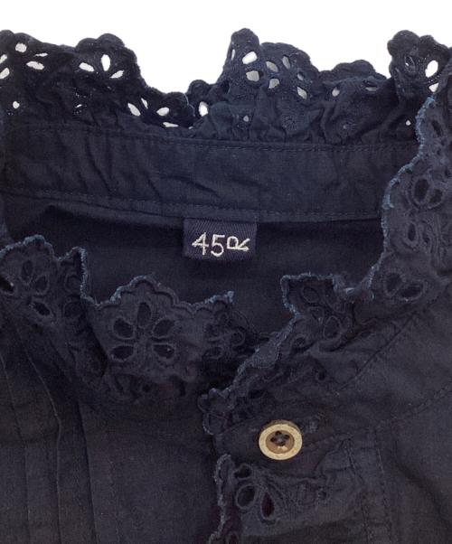 45R（フォーティファイブ・アール）45R (フォーティファイブ・アール) バチストのカットワークブラウス ネイビー サイズ:Freeの古着・服飾アイテム