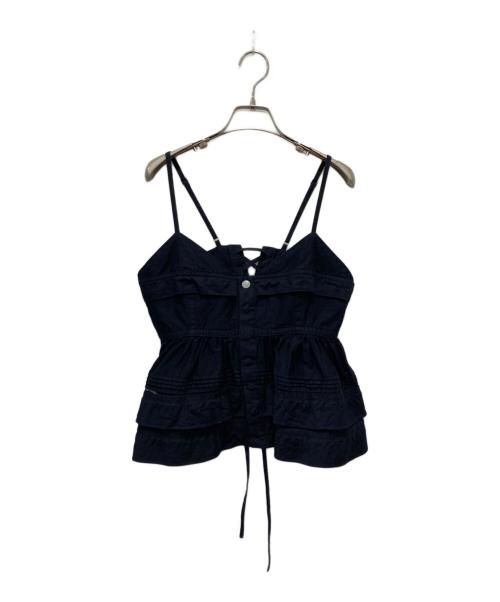 45R（フォーティファイブ・アール）45R (フォーティファイブ・アール) 薄バックサテンのティアードフリルキャミ ネイビー サイズ:Freeの古着・服飾アイテム