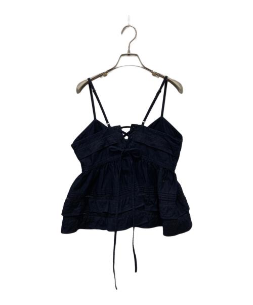 45R（フォーティファイブ・アール）45R (フォーティファイブ・アール) 薄バックサテンのティアードフリルキャミ ネイビー サイズ:Freeの古着・服飾アイテム
