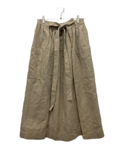 45R（フォーティファイブ・アール）45R (フォーティファイブ・アール) リネンクロスのエプロンスカート ベージュ サイズ:FREEの古着・服飾アイテム