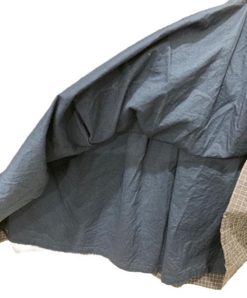 mina perhonen（ミナ ペルホネン）mina perhonen (ミナ ペルホネン) smile flower リネンチェック 刺繍 ロングスカート グレー サイズ:Sの古着・服飾アイテム