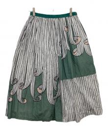 mina perhonen（ミナ ペルホネン）の古着「swing シルクコットンスカート」｜グリーン×ホワイト