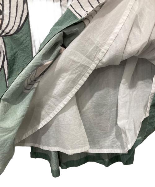 mina perhonen（ミナ ペルホネン）mina perhonen (ミナ ペルホネン) swing シルクコットンスカート グリーン×ホワイト サイズ:Mの古着・服飾アイテム