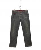 DOLCE & GABBANAドルチェ＆ガッバーナ）の古着「メタルプレート ストレート ブラックデニム」｜グレー