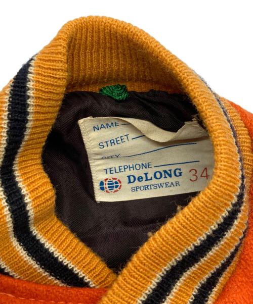 DeLong（デロング）DeLong (デロング) 袖レザースタジャン オレンジ サイズ:34の古着・服飾アイテム