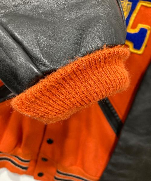 DeLong（デロング）DeLong (デロング) 袖レザースタジャン オレンジ サイズ:34の古着・服飾アイテム