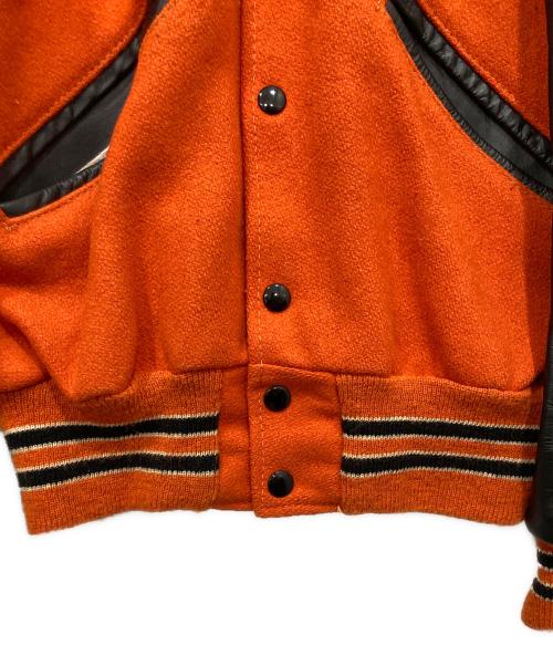 DeLong（デロング）DeLong (デロング) 袖レザースタジャン オレンジ サイズ:34の古着・服飾アイテム
