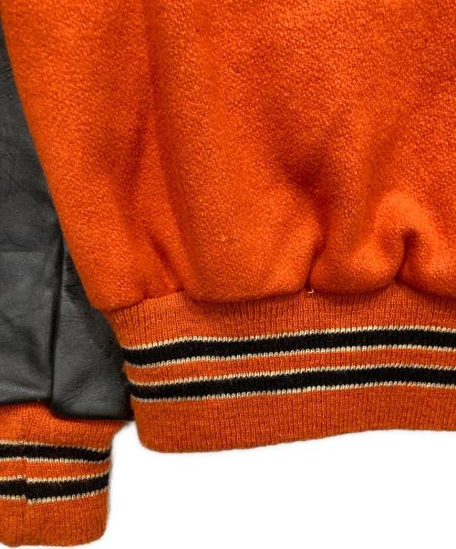 DeLong（デロング）DeLong (デロング) 袖レザースタジャン オレンジ サイズ:34の古着・服飾アイテム