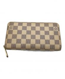 LOUIS VUITTON（ルイ ヴィトン）の古着「ダミエ・アズール ジッピー ウォレット / ラウンドファスナー財布」｜ホワイト