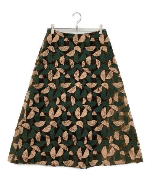 mina perhonen（ミナ ペルホネン）mina perhonen (ミナ ペルホネン) voix スカート オリーブ×グリーン サイズ:36の古着・服飾アイテム