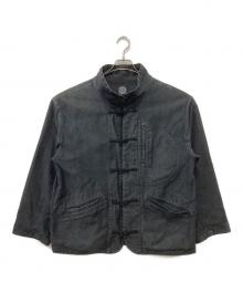 Porter Classic（ポータークラシック）の古着「MOLESKIN CHINESE JACKET / モールスキンチャイニーズジャケット」｜ブラック