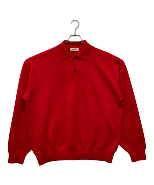 owness（オゥネス）owness (オゥネス) SNOW WASH スムース ニット ポロシャツ レッド サイズ:Mの古着・服飾アイテム