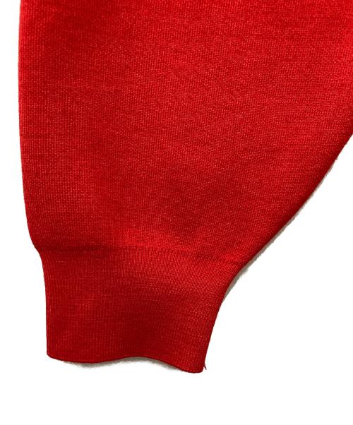 owness（オゥネス）owness (オゥネス) SNOW WASH スムース ニット ポロシャツ レッド サイズ:Mの古着・服飾アイテム