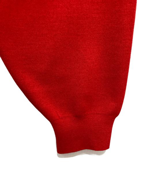 owness（オゥネス）owness (オゥネス) SNOW WASH スムース ニット ポロシャツ レッド サイズ:Mの古着・服飾アイテム