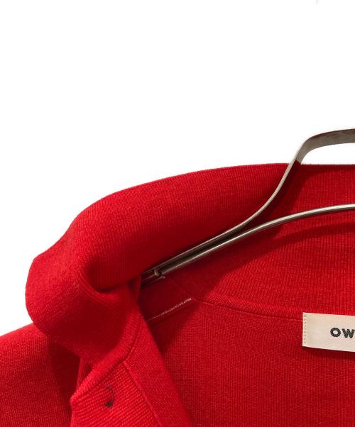 owness（オゥネス）owness (オゥネス) SNOW WASH スムース ニット ポロシャツ レッド サイズ:Mの古着・服飾アイテム