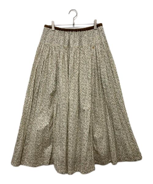 45R（フォーティファイブ・アール）45R (フォーティファイブ・アール) ツタフラワープリントのイージーギャザースカート ベージュ サイズ:FREEの古着・服飾アイテム