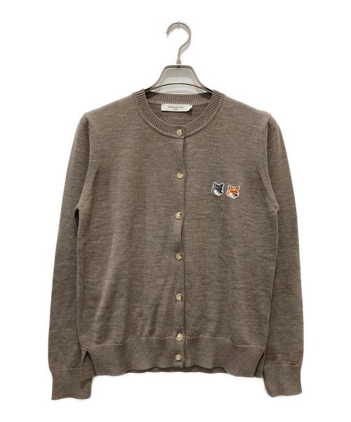 maison kitsune（メゾンキツネ）maison kitsune (メゾンキツネ) ダブル フォックスヘッド メリノ レギュラー カーディガン ベージュ サイズ:Lの古着・服飾アイテム