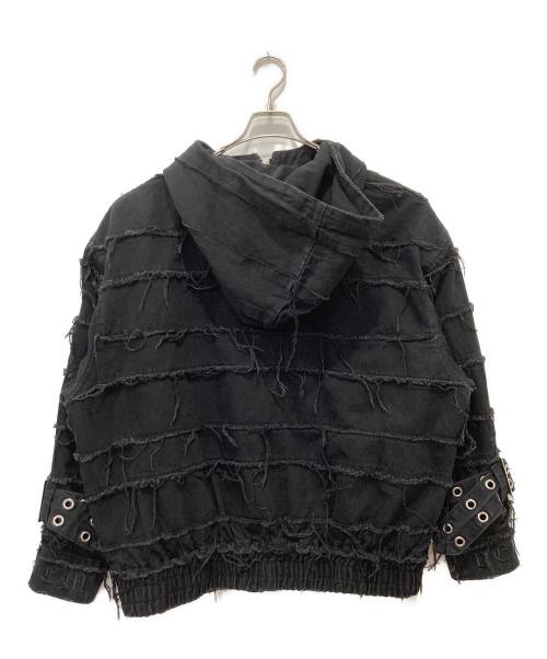 REFLEM（レフレム）REFLEM (レフレム) ツギハギベルト付きハイネックジップパーカー ブラック サイズ:FREEの古着・服飾アイテム