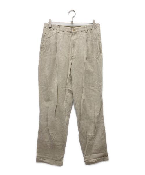Savane（サヴァーン）Savane (サヴァーン) ２タックリネンパンツ ベージュ サイズ:36の古着・服飾アイテム