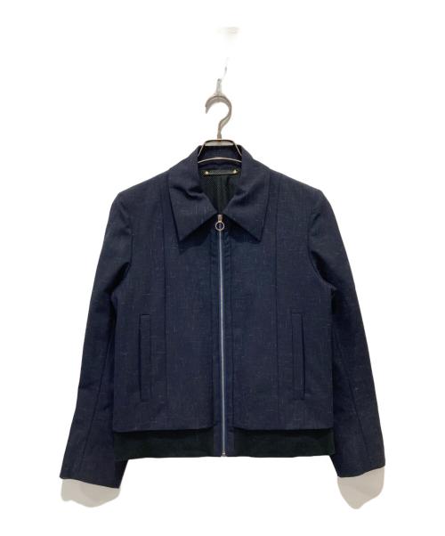 PAUL SMITH（ポールスミス）PAUL SMITH (ポールスミス) モヘヤ混ウール ジップアップ ショートブルゾン ネイビー サイズ:Mの古着・服飾アイテム