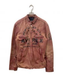 AVIREX（アヴィレックス）の古着「シングルライダースジャケット / レザージャケット / カウレザージャケット」｜レッド