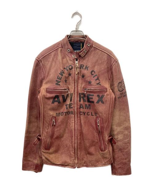AVIREX（アヴィレックス）AVIREX (アヴィレックス) シングルライダースジャケット / レザージャケット / カウレザージャケット レッド サイズ:Mの古着・服飾アイテム