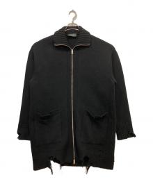 DIESEL（ディーゼル）の古着「デストロイ加工ジップアップロングニットジャケット」｜ブラック